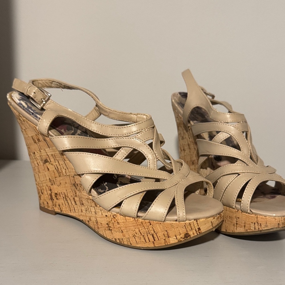 Xappeal Tan Strappy Wedge Sandals